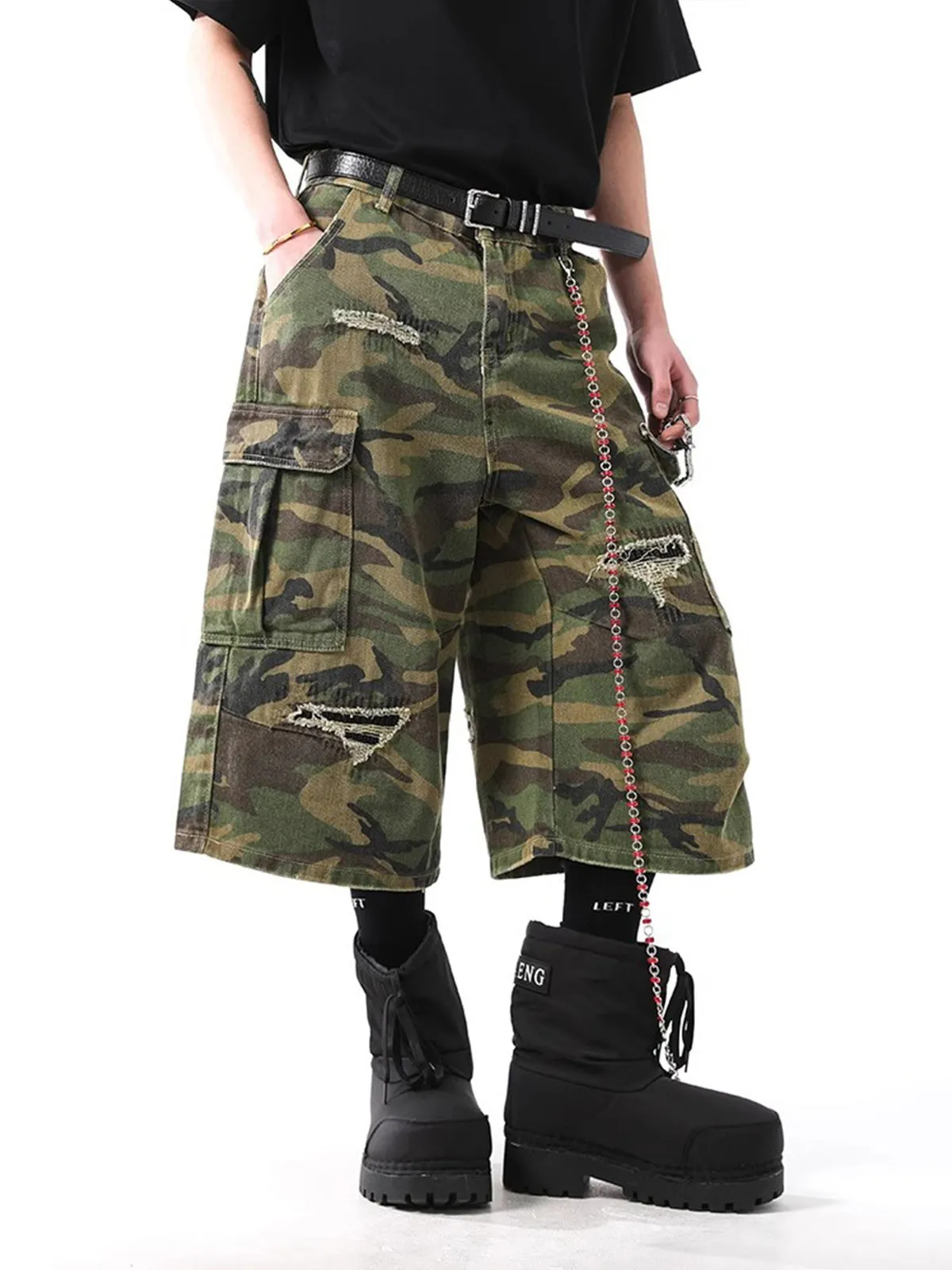 Retro Ripped Camouflage Cropped Jorts - 2387 sold by Thesupermade product image thumbnail 5