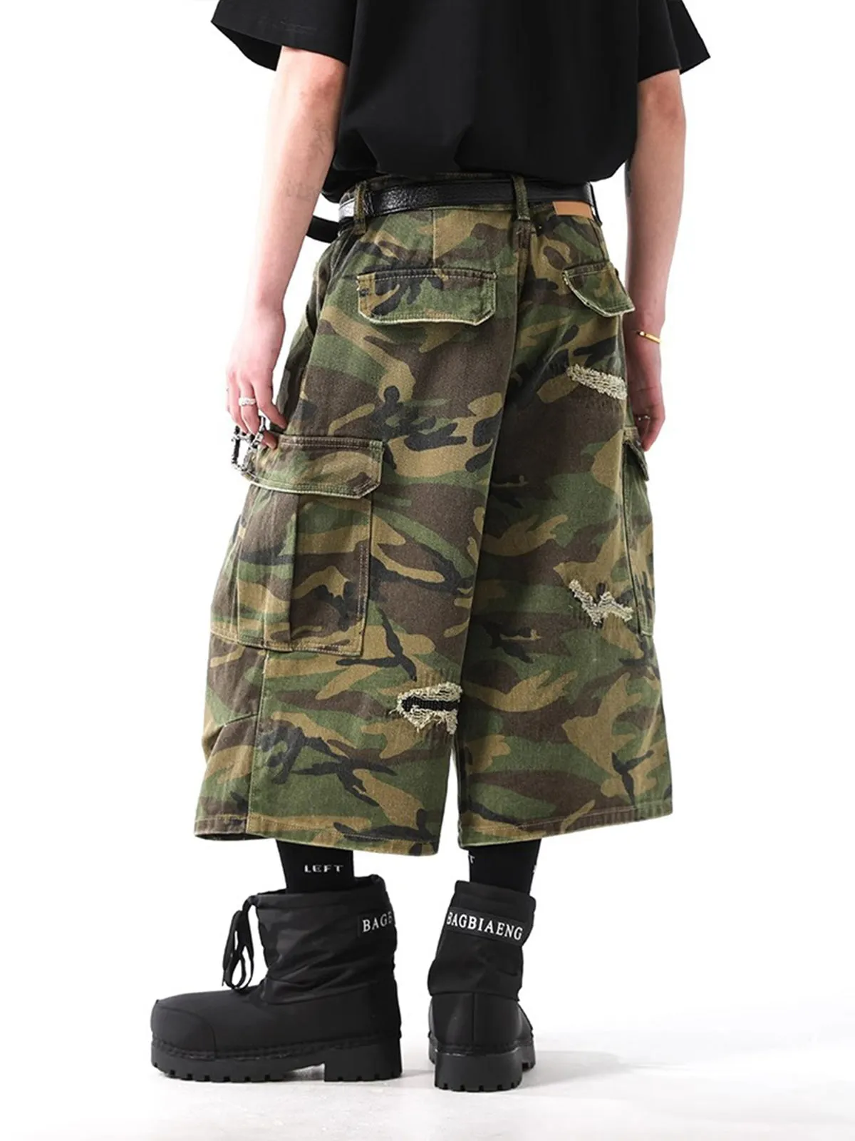 Retro Ripped Camouflage Cropped Jorts - 2387 sold by Thesupermade product image thumbnail 3