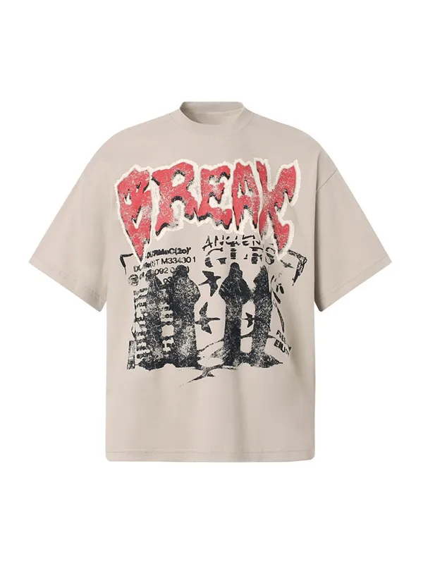 Graphic "BREAK" Print T-Shirt - 2431 sold by Thesupermade