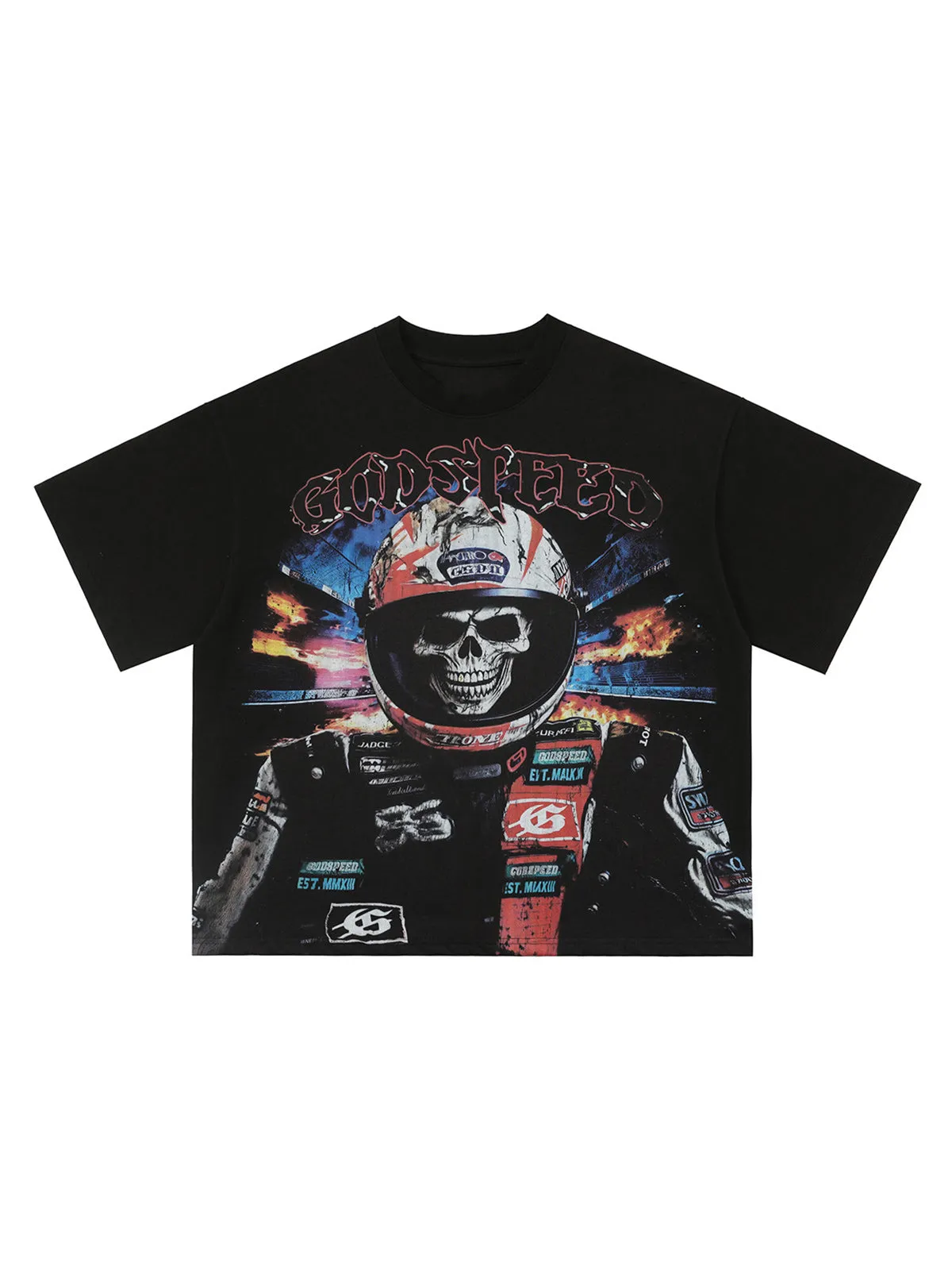 Washed Retro Skull Print Oversized T-Shirt sold by Thesupermade product image thumbnail 2