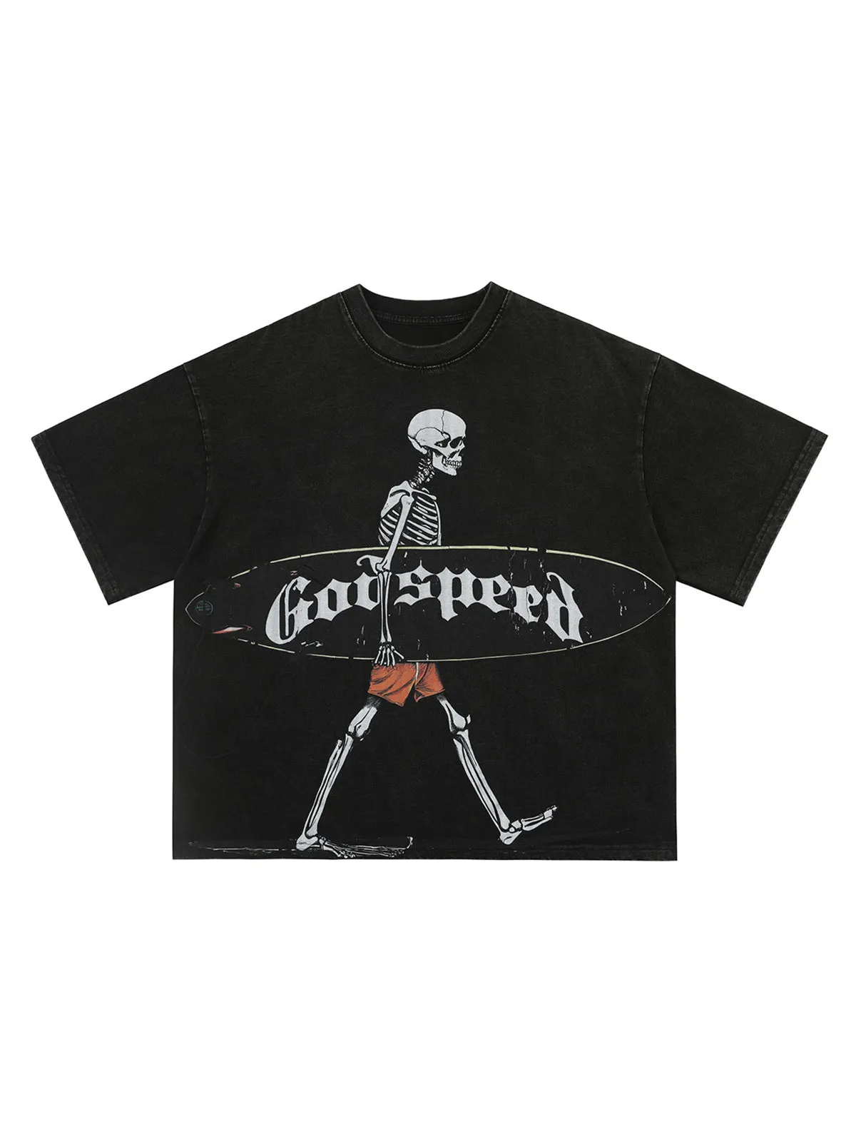 Washed Retro Skull Print Oversized T-Shirt sold by Thesupermade product image thumbnail 4