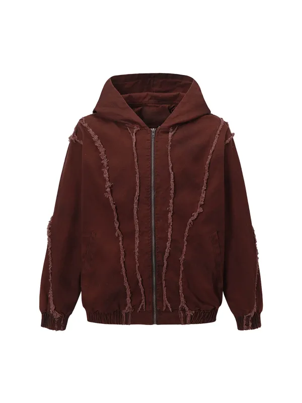 Thesupermade Washed Distressed Fur Hooded Jacket sold by Thesupermade