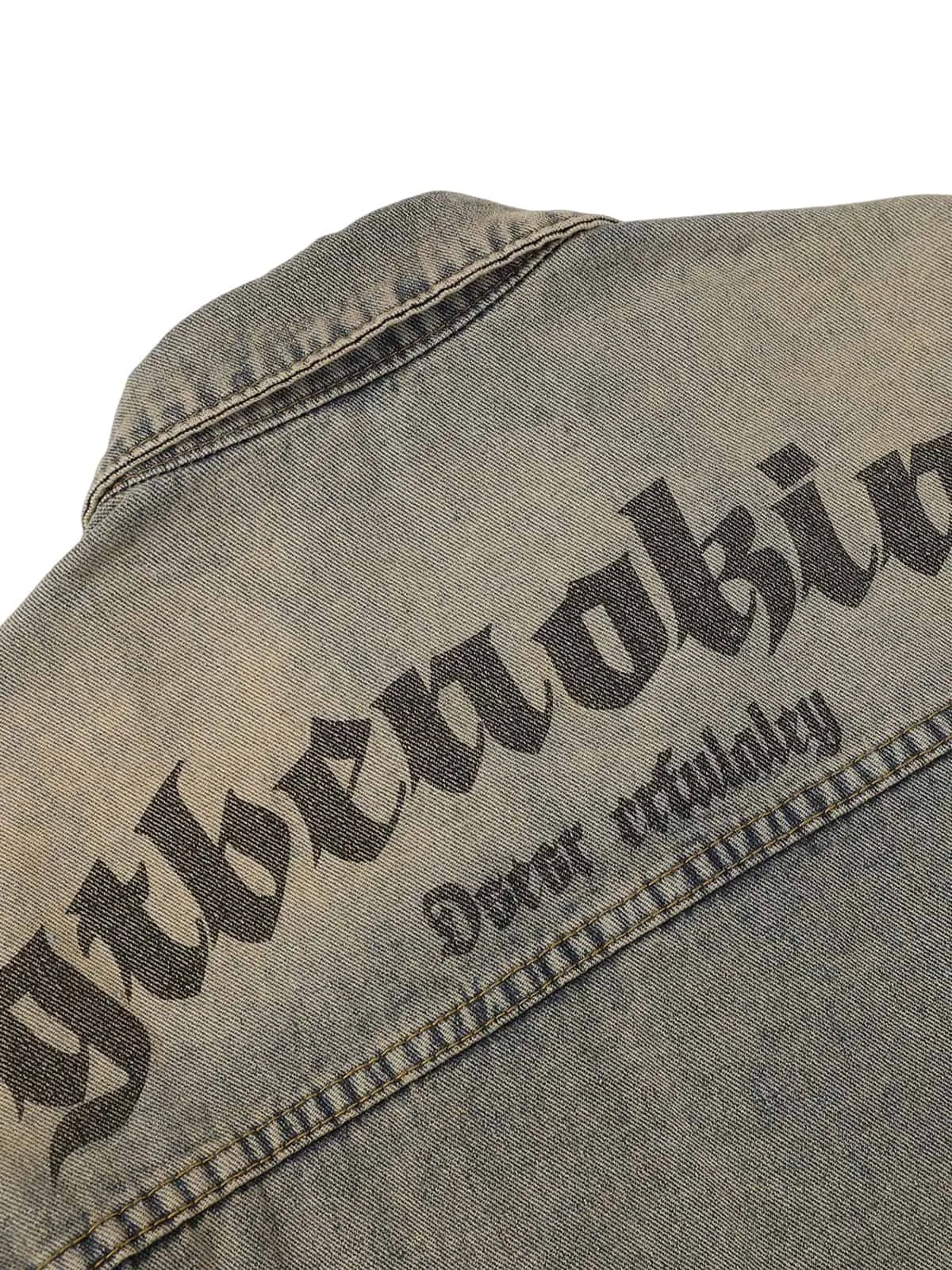 Washed Vintage Letter Print Denim Jacket sold by Thesupermade product image thumbnail 4