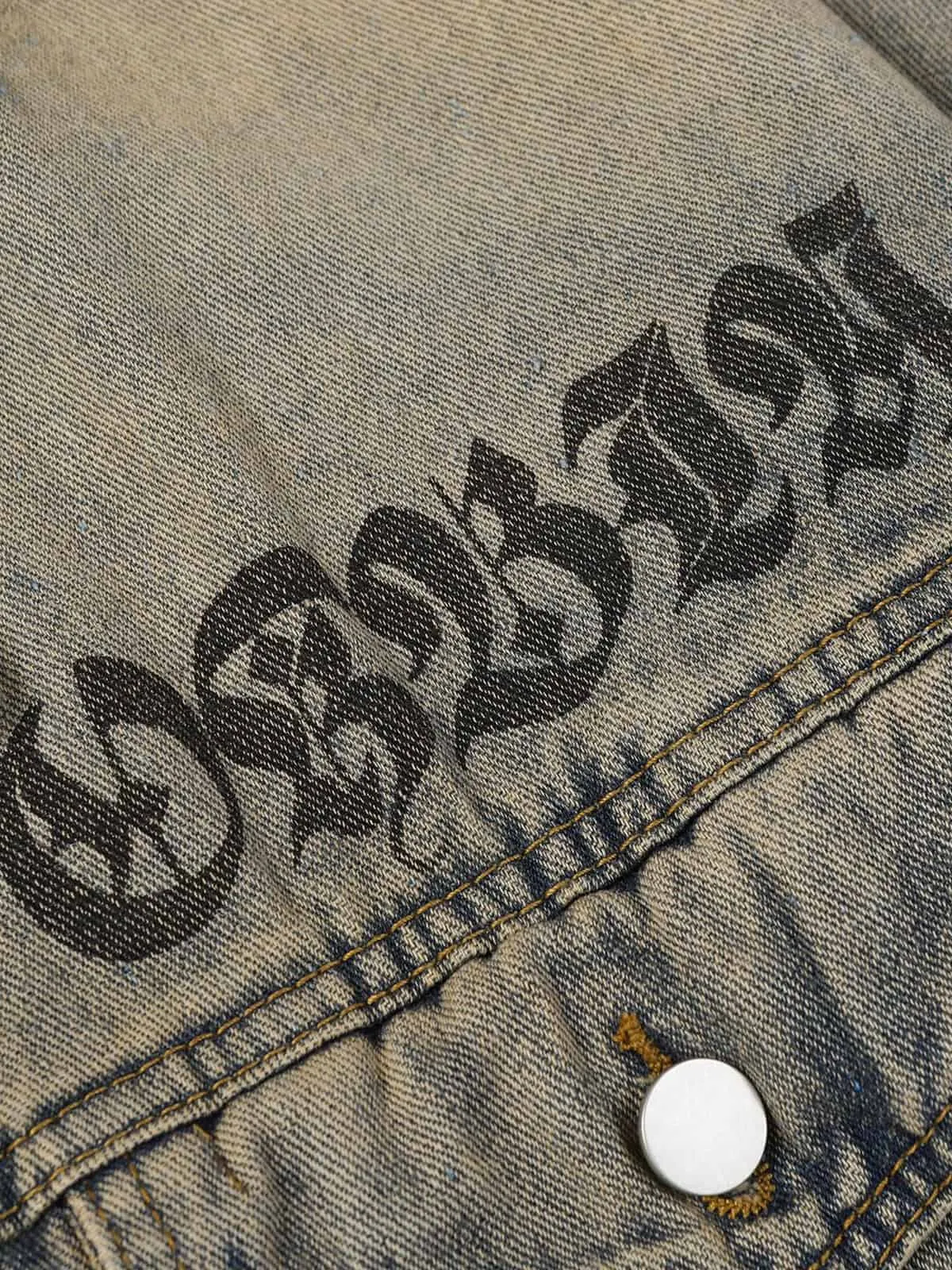 Washed Vintage Letter Print Denim Jacket sold by Thesupermade product image thumbnail 5