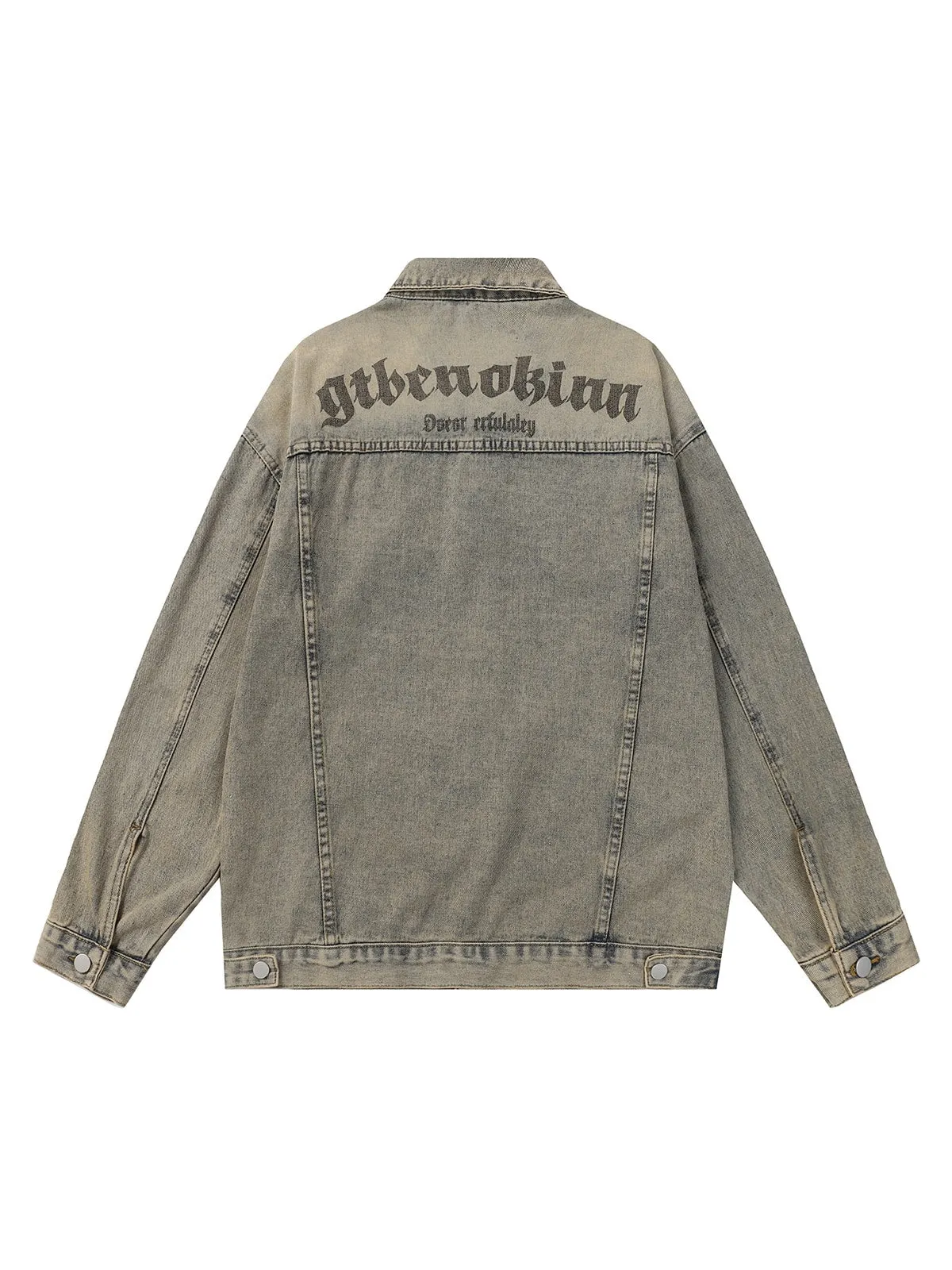 Washed Vintage Letter Print Denim Jacket sold by Thesupermade product image thumbnail 2