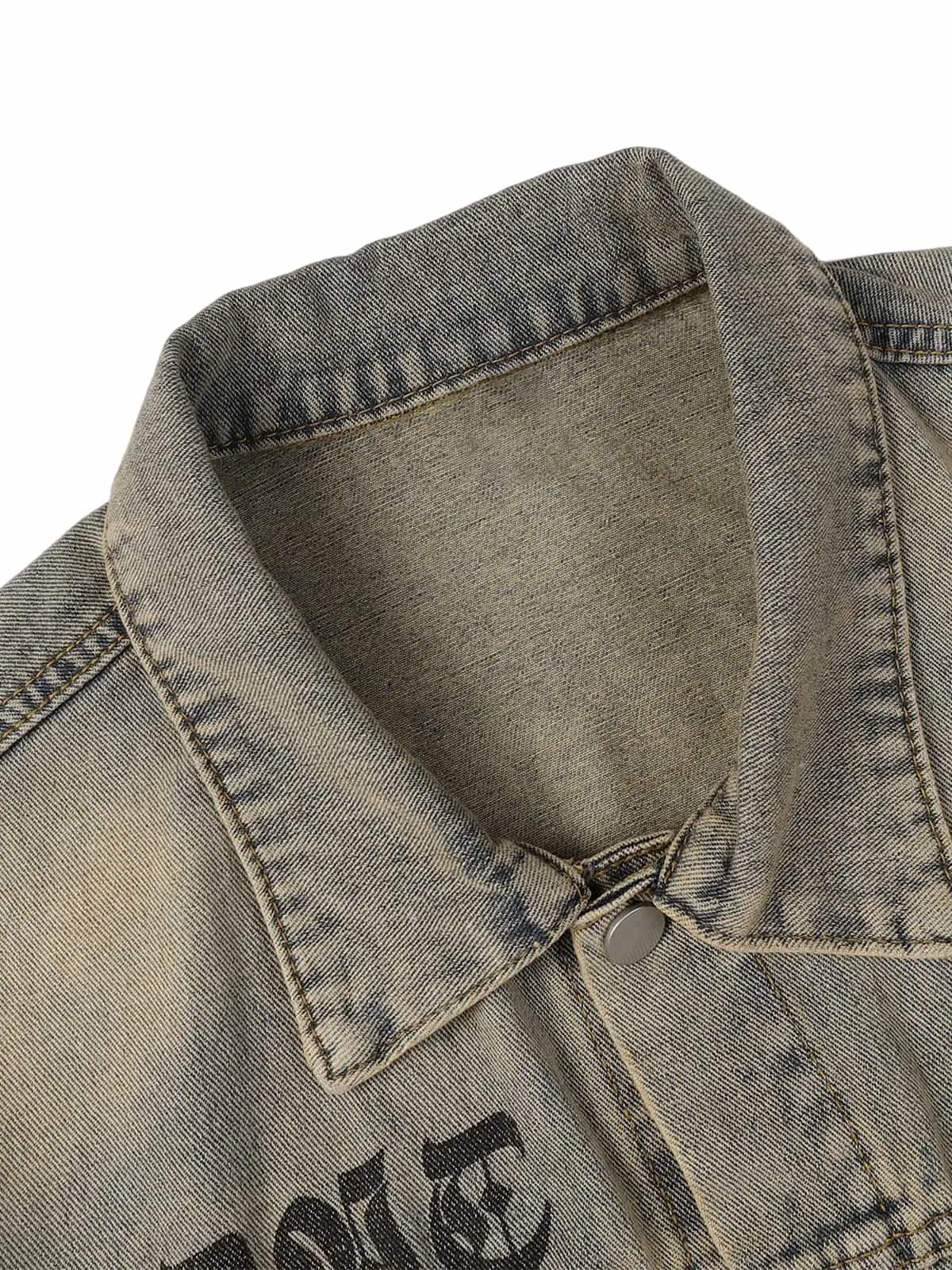 Washed Vintage Letter Print Denim Jacket sold by Thesupermade product image thumbnail 3