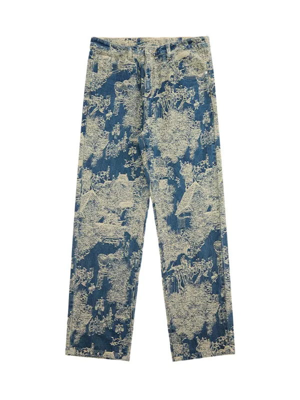 Landscape Jacquard Straight Jeans made by Thesupermade