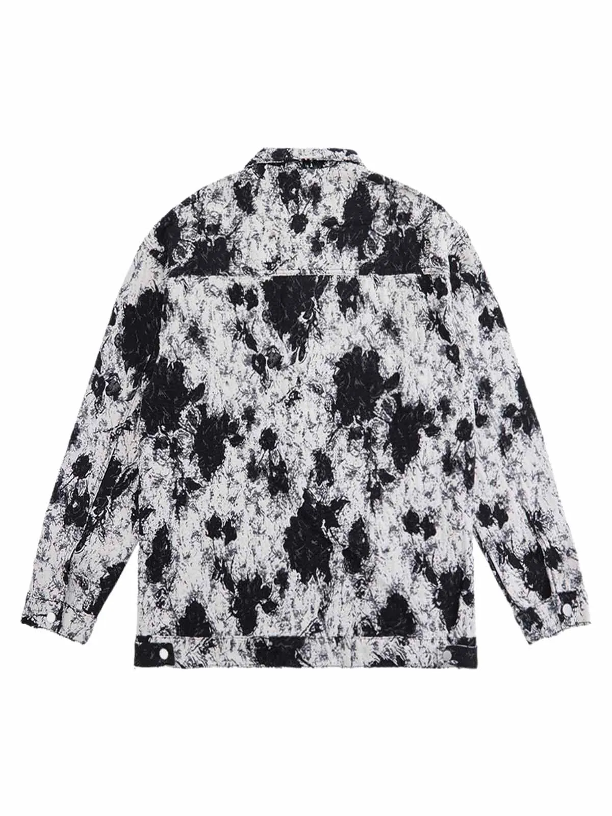 Black And White Contrast Floral Denim Jacket sold by Thesupermade product image thumbnail 2