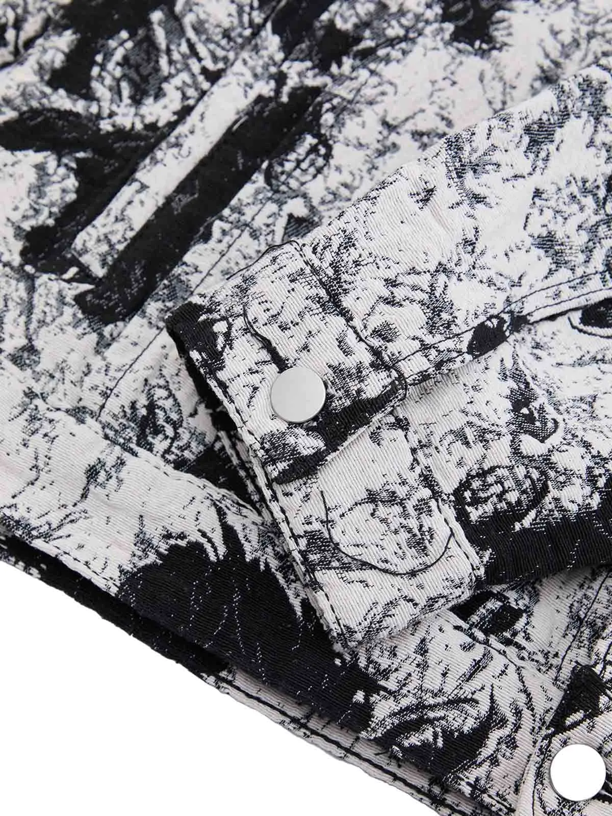 Black And White Contrast Floral Denim Jacket sold by Thesupermade product image thumbnail 3