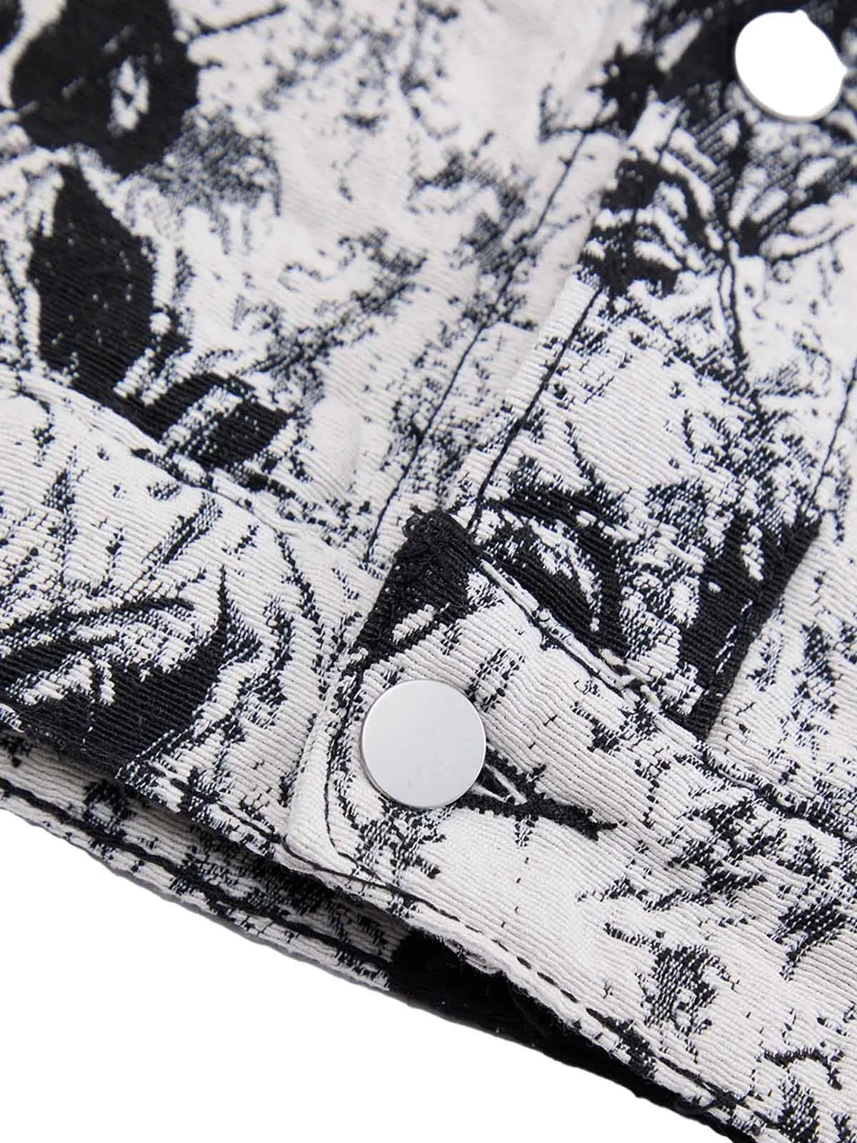 Black And White Contrast Floral Denim Jacket sold by Thesupermade product image thumbnail 4