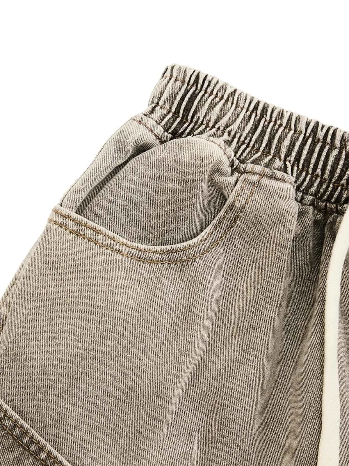 VINTAGE WASH DECONSTRUCTED DRAWSTRING DENIM SHORTS sold by Thesupermade product image thumbnail 2