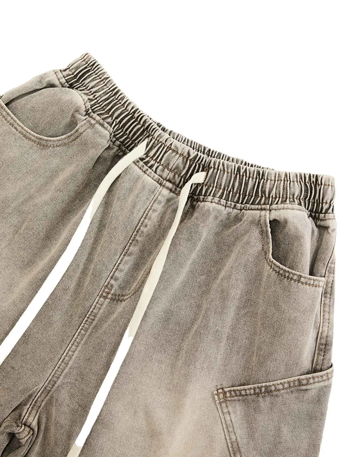 VINTAGE WASH DECONSTRUCTED DRAWSTRING DENIM SHORTS sold by Thesupermade product image thumbnail 3