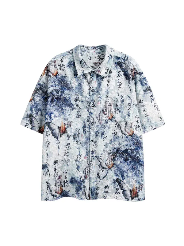 Traditional Calligraphy Print Short-Sleeve Shirt sold by Thesupermade