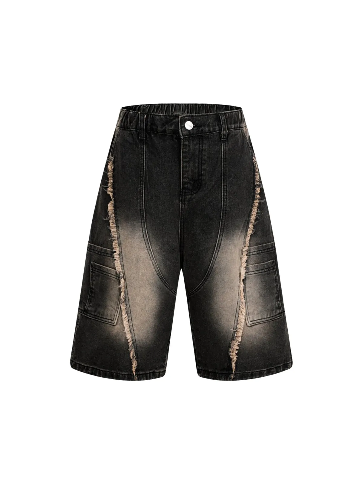 Washed Distressed Raw Edge Denim Jorts sold by Thesupermade product image thumbnail 2