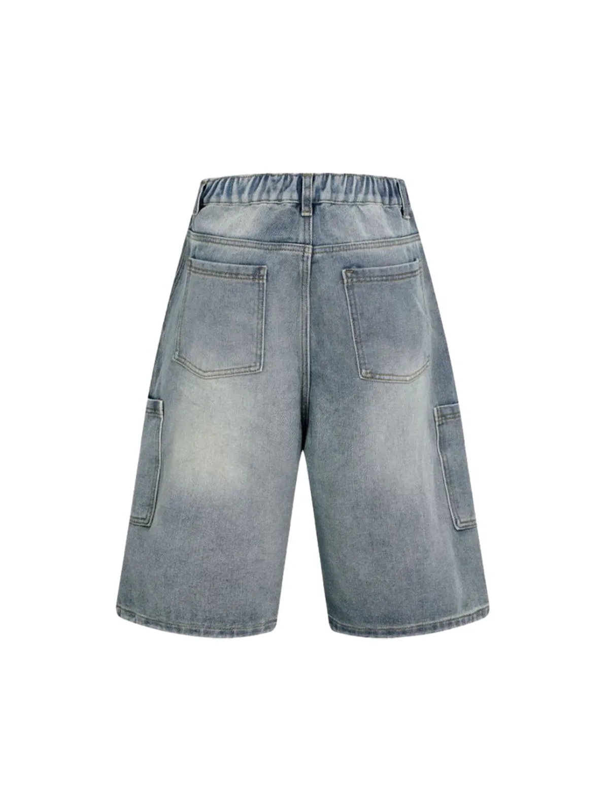 Washed Distressed Raw Edge Denim Jorts sold by Thesupermade product image thumbnail 3