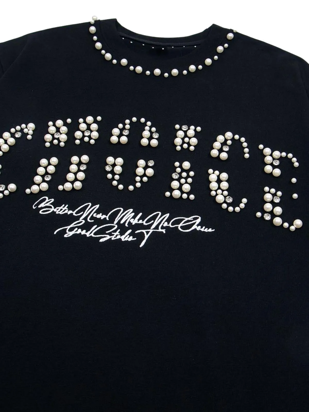 Elegant Pearl-Embellished Oversized T-Shirt sold by Thesupermade product image thumbnail 3