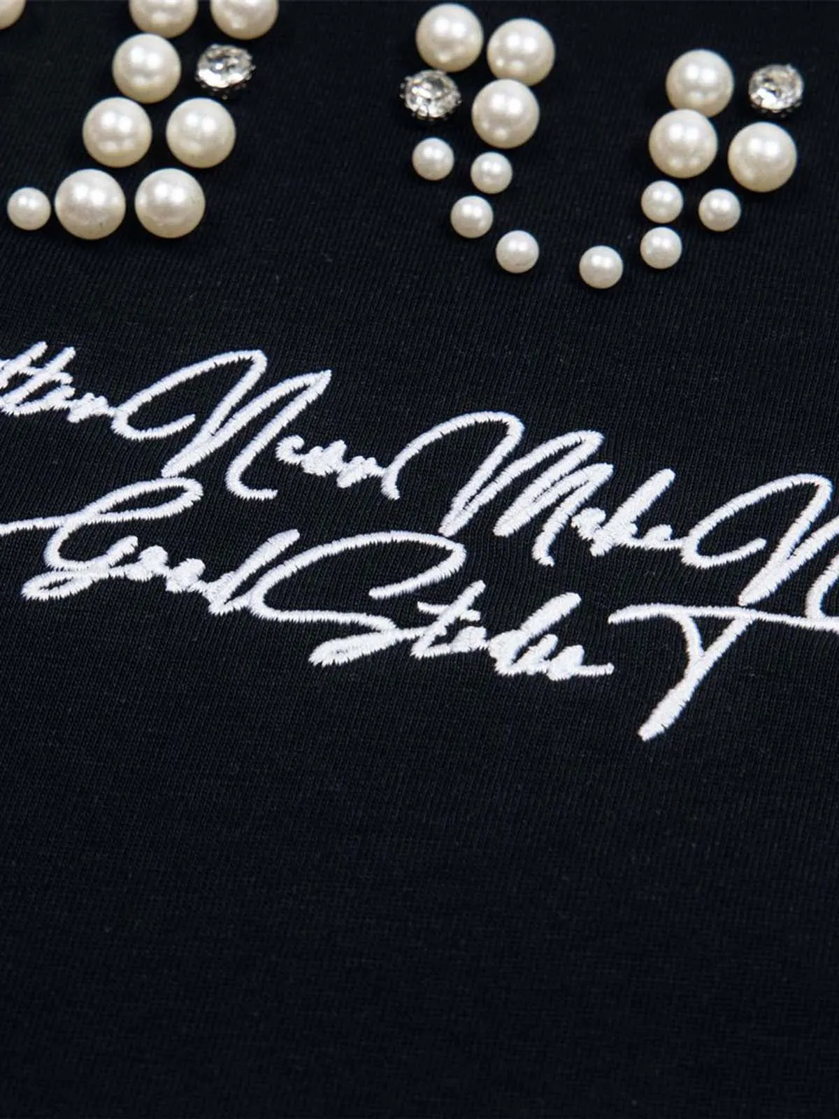 Elegant Pearl-Embellished Oversized T-Shirt sold by Thesupermade product image thumbnail 4