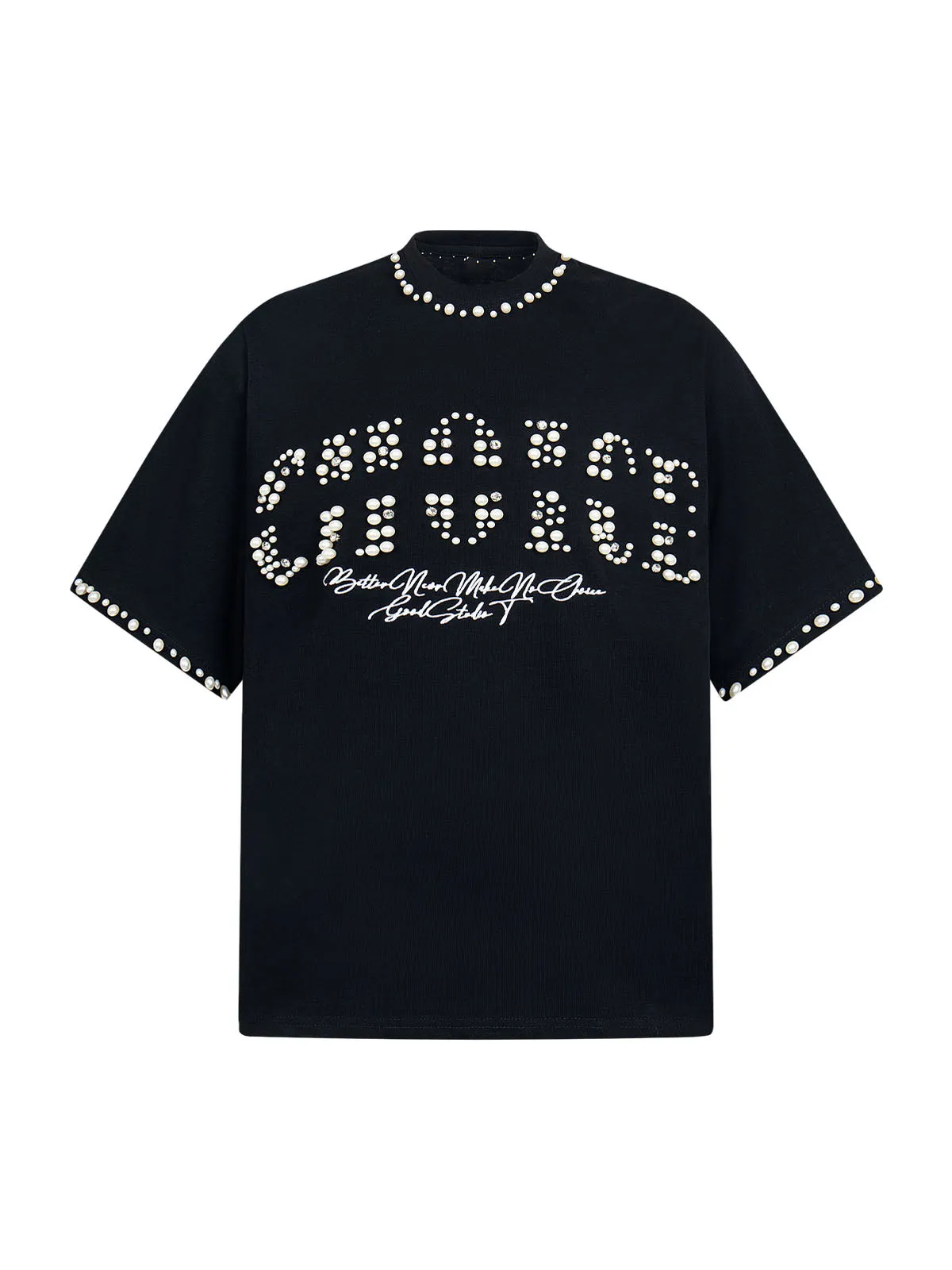 Elegant Pearl-Embellished Oversized T-Shirt sold by Thesupermade