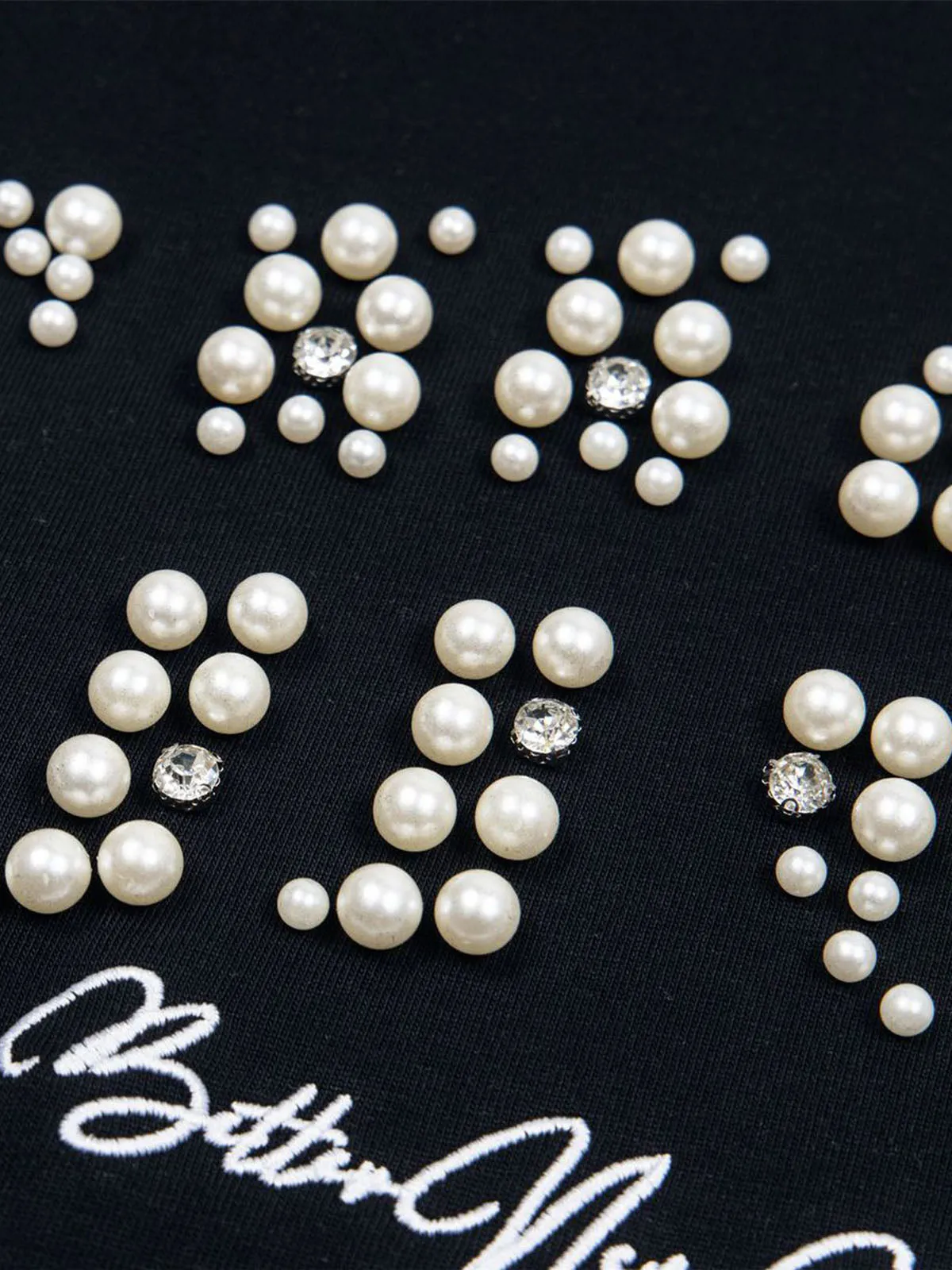 Elegant Pearl-Embellished Oversized T-Shirt sold by Thesupermade product image thumbnail 5