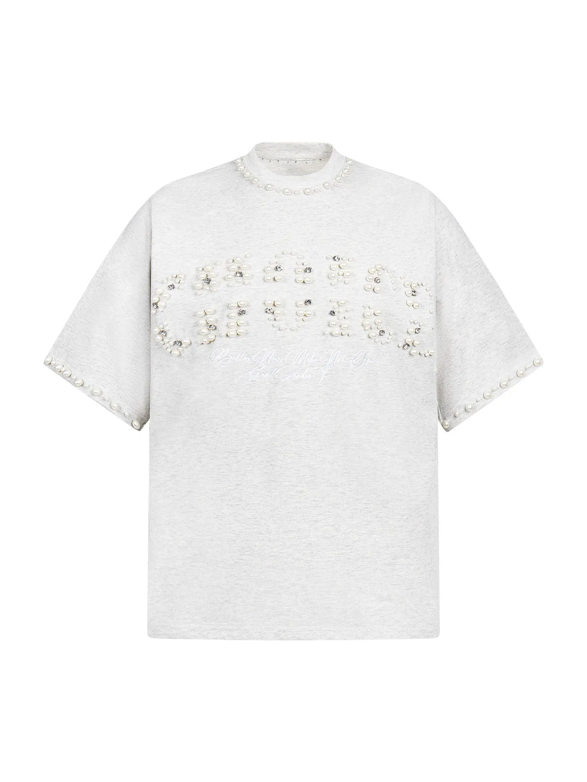 Elegant Pearl-Embellished Oversized T-Shirt sold by Thesupermade product image thumbnail 2