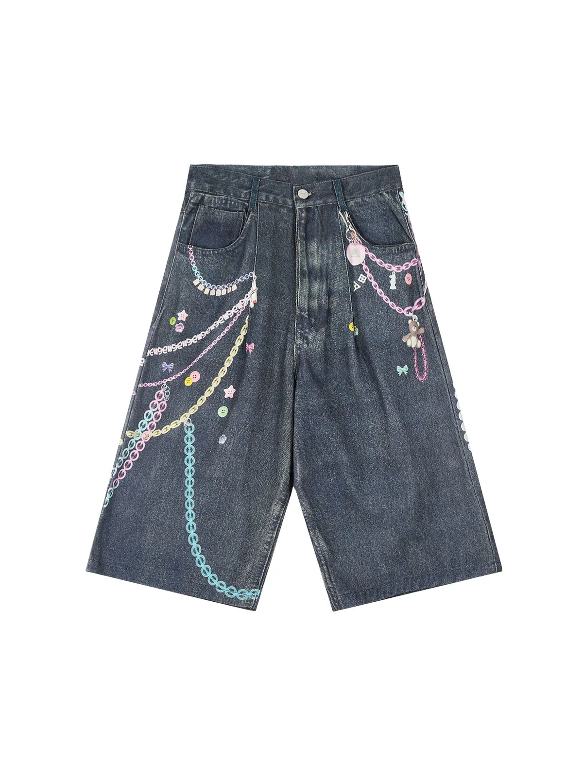Embellished Chain Denim Shorts sold by Thesupermade