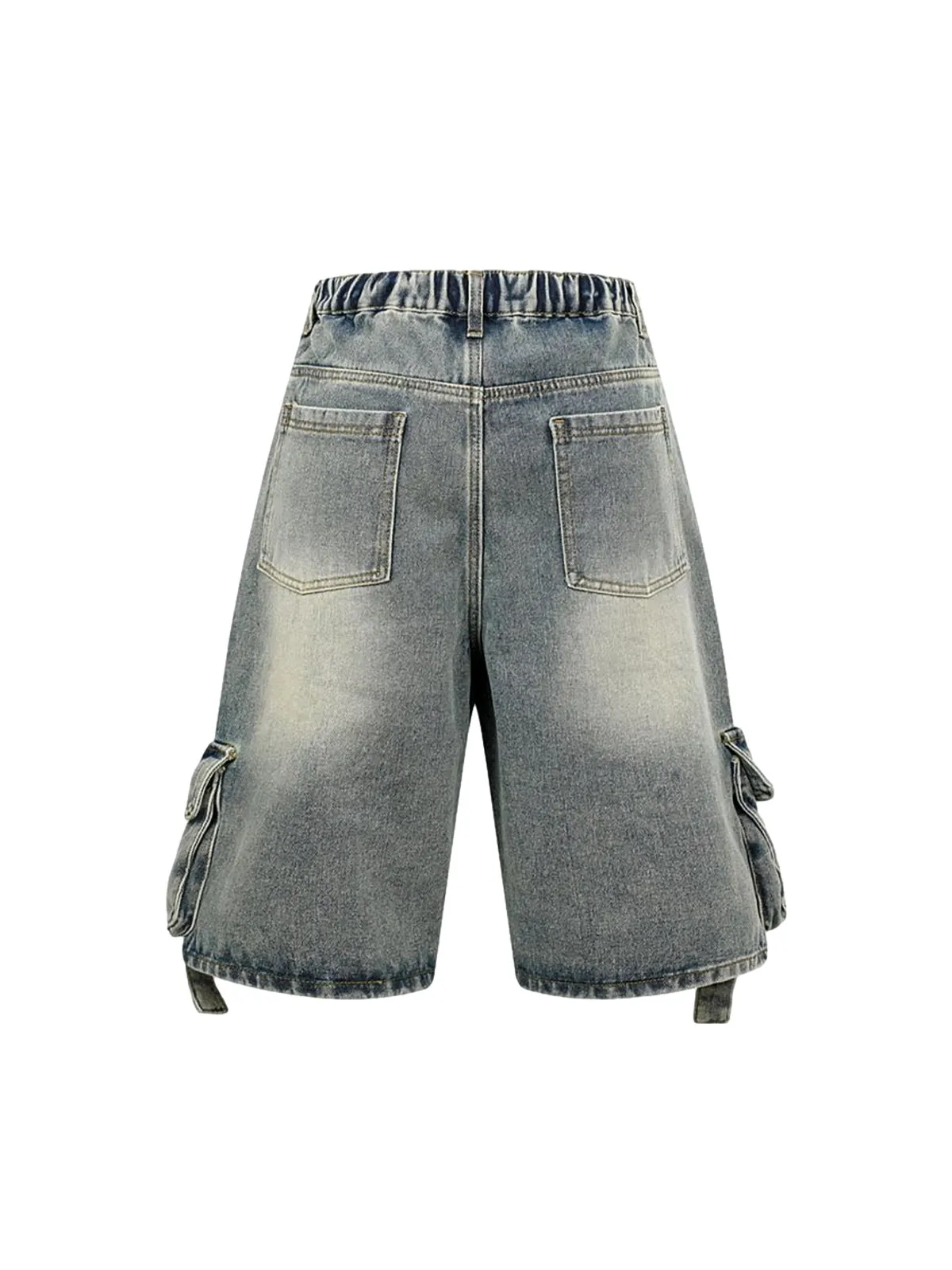 High-Waisted Multi-Pocket Denim Cargo Shorts sold by Thesupermade product image thumbnail 4