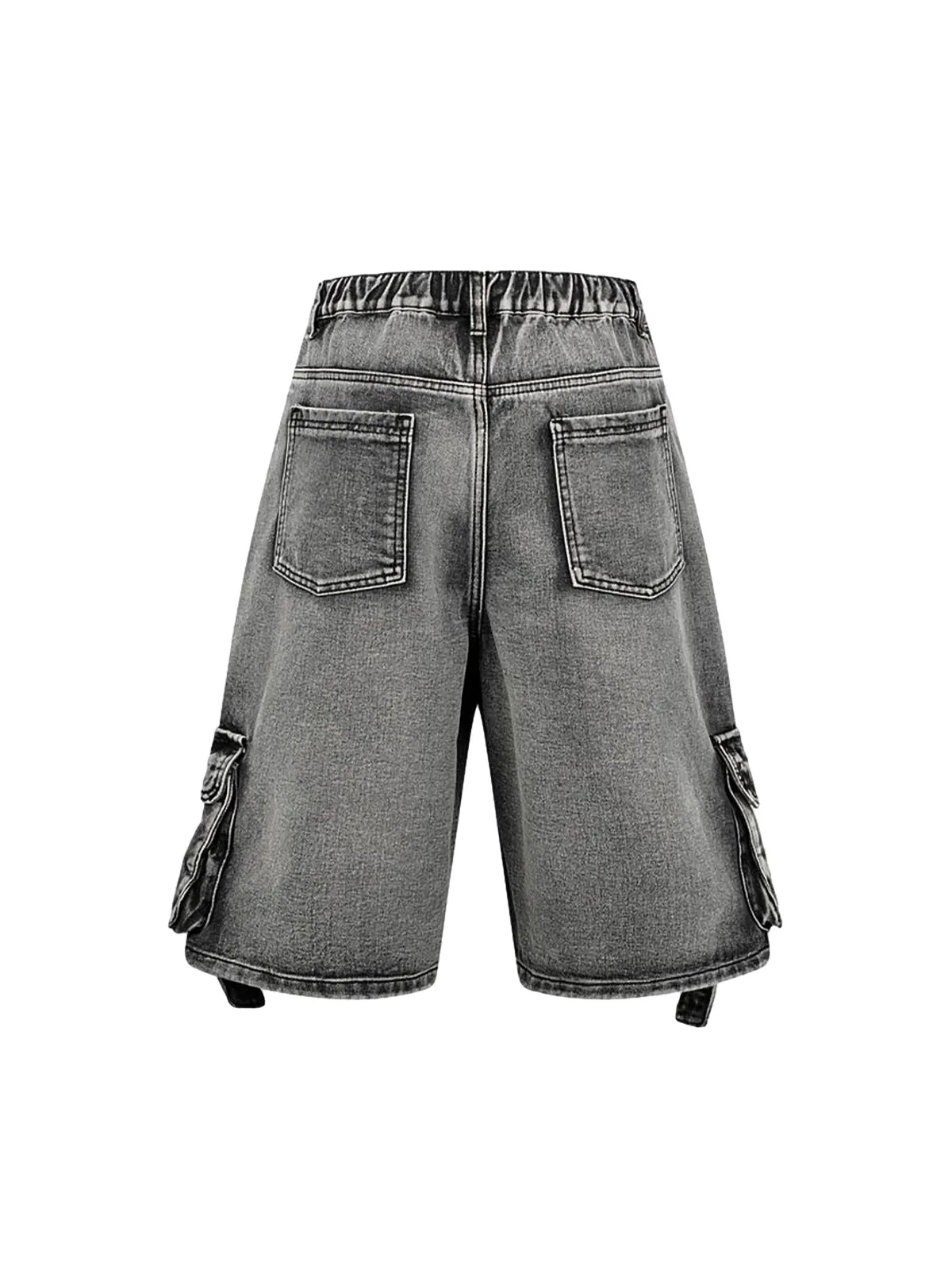 High-Waisted Multi-Pocket Denim Cargo Shorts sold by Thesupermade product image thumbnail 3