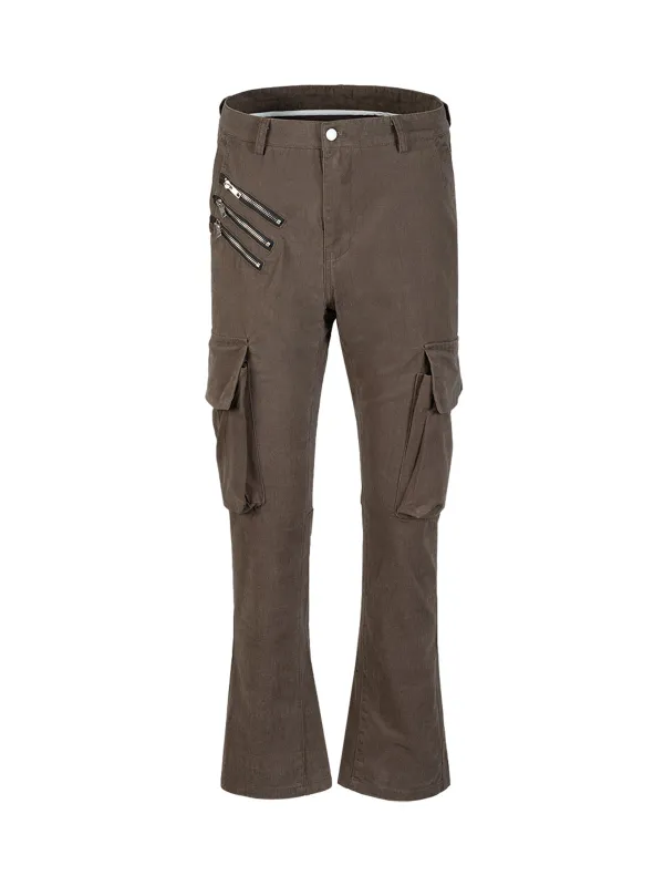 Street Multi-Pocket Flare Pants sold by Thesupermade