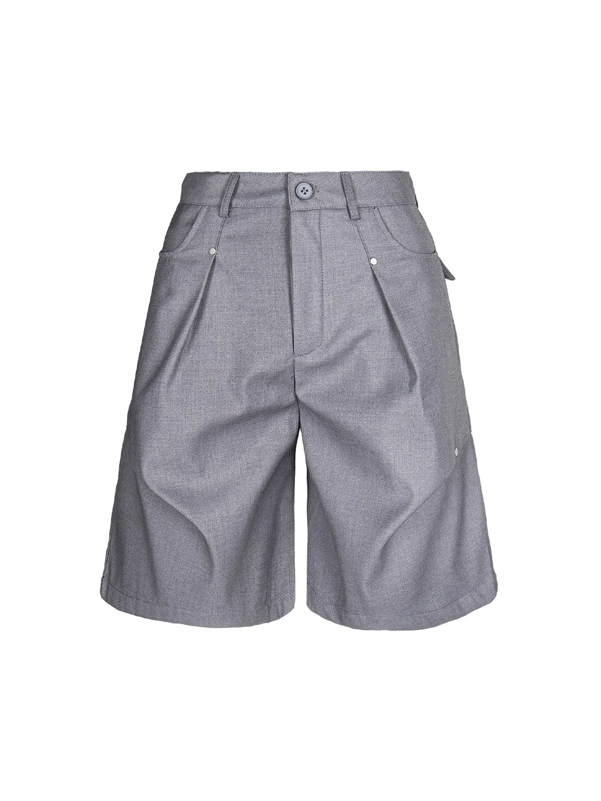 Street Retro Pleated Rivet Shorts sold by Thesupermade