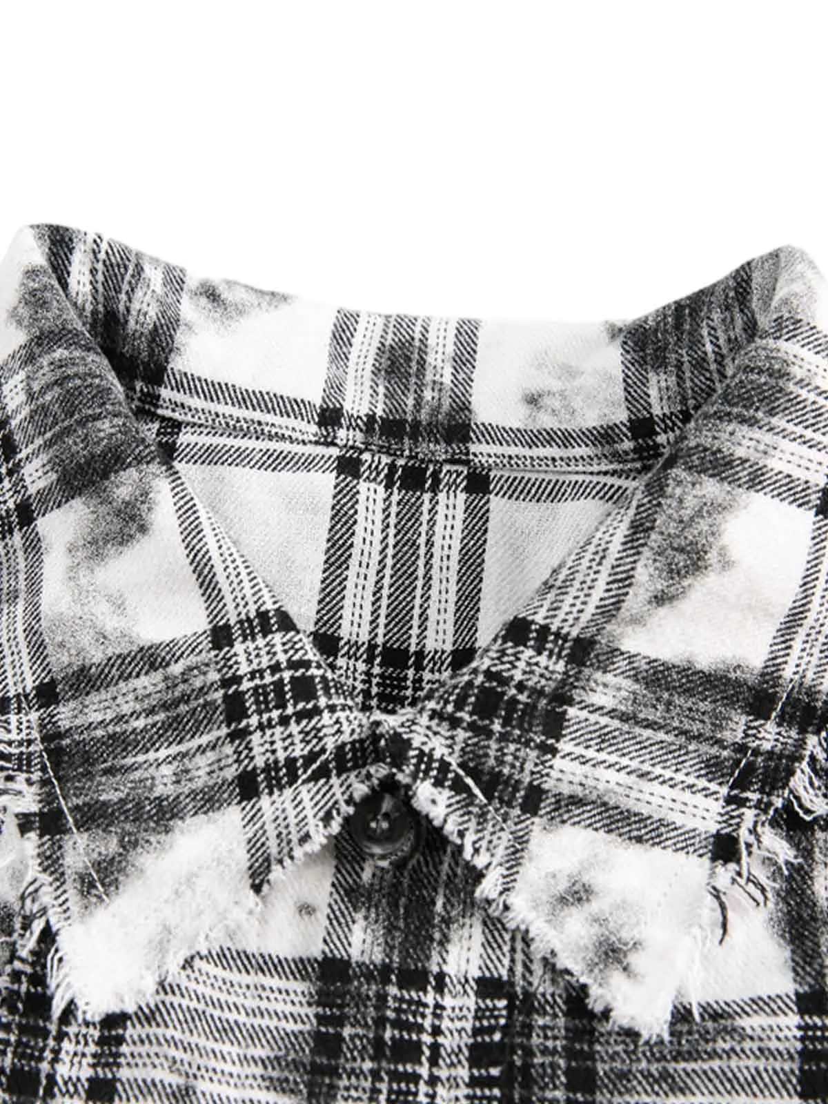 Distressed Plaid Lace Short-Sleeve Shirt sold by Thesupermade product image thumbnail 2