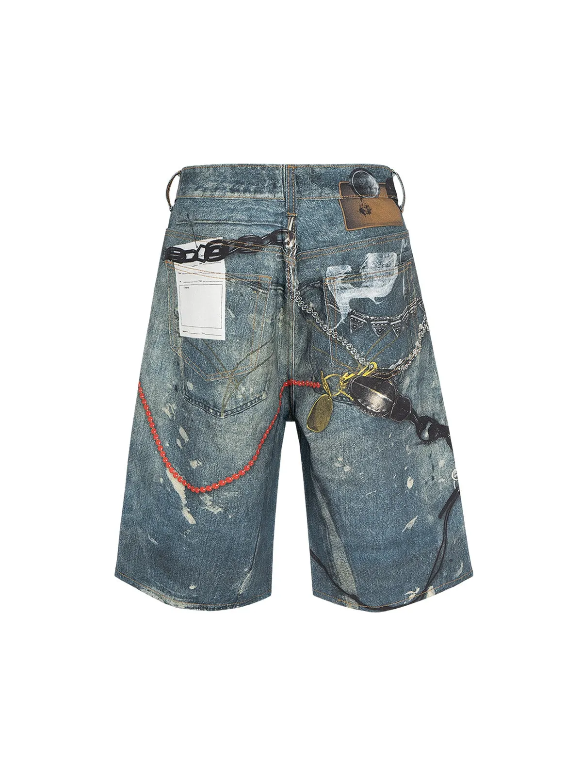 Retro Scissors Print Cropped Denim Shorts - 2501 sold by Thesupermade product image thumbnail 2