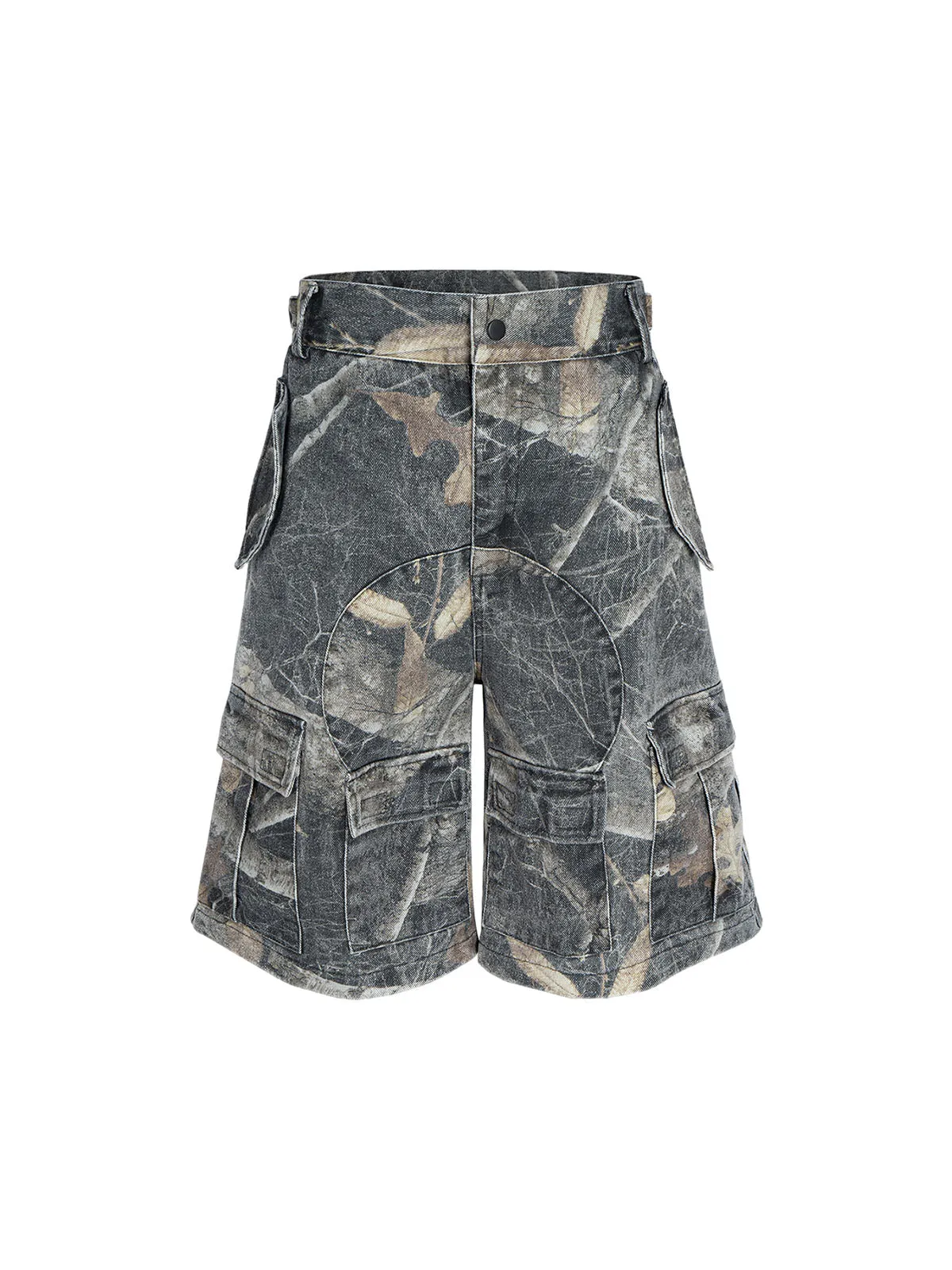 Buckle Waist Camouflage Denim Jorts sold by Thesupermade