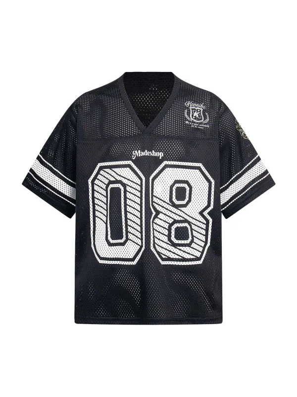 Retro Hollow Digital Stripe Print Jersey  T-shirt sold by Thesupermade