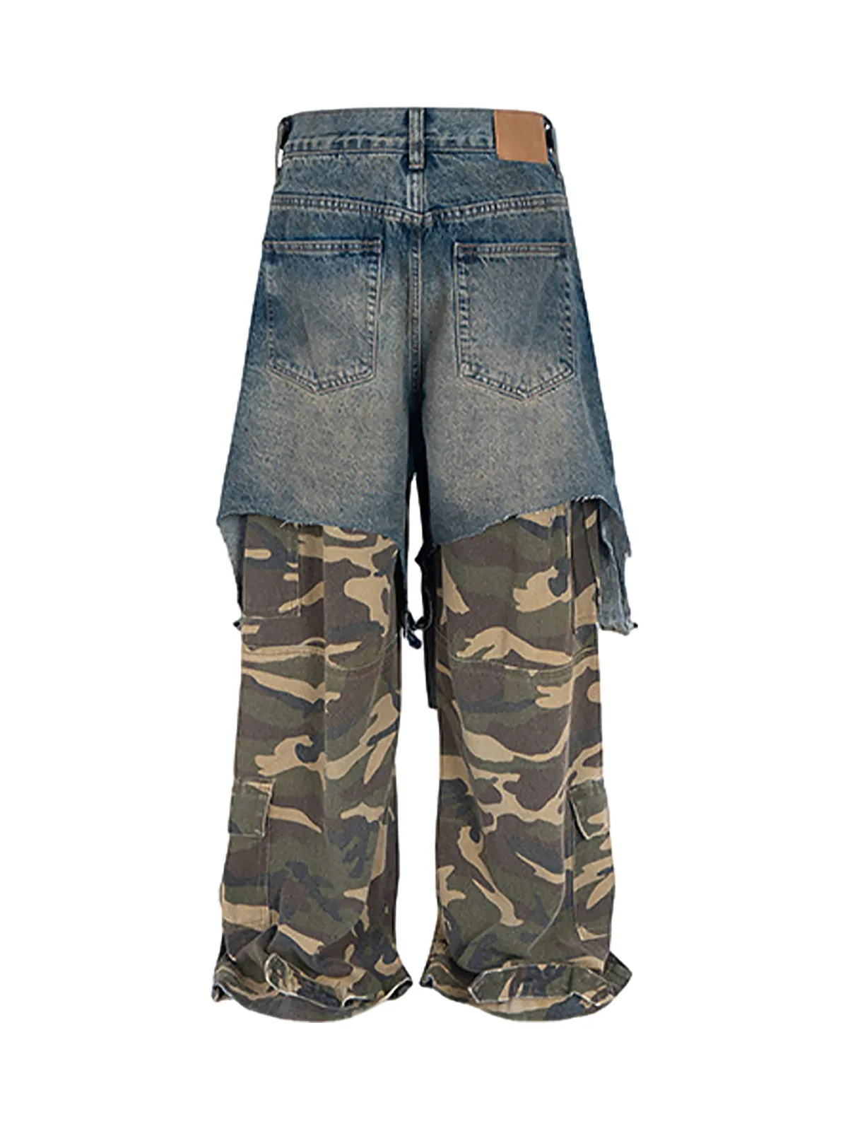Retro Stitching Faux Two-Piece Camouflage Jeans - 2413 sold by Thesupermade product image thumbnail 2