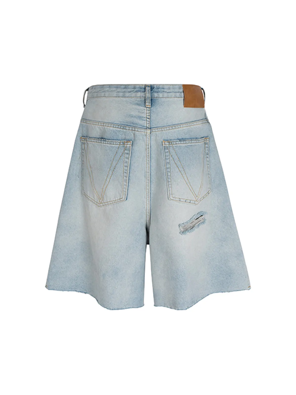 Washed Ripped Whisker Denim Jorts sold by Thesupermade product image thumbnail 3