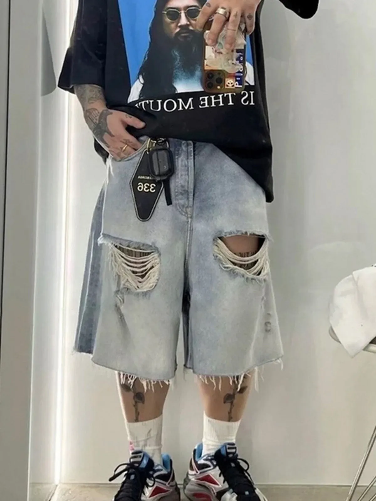 Washed Ripped Whisker Denim Jorts sold by Thesupermade product image thumbnail 2