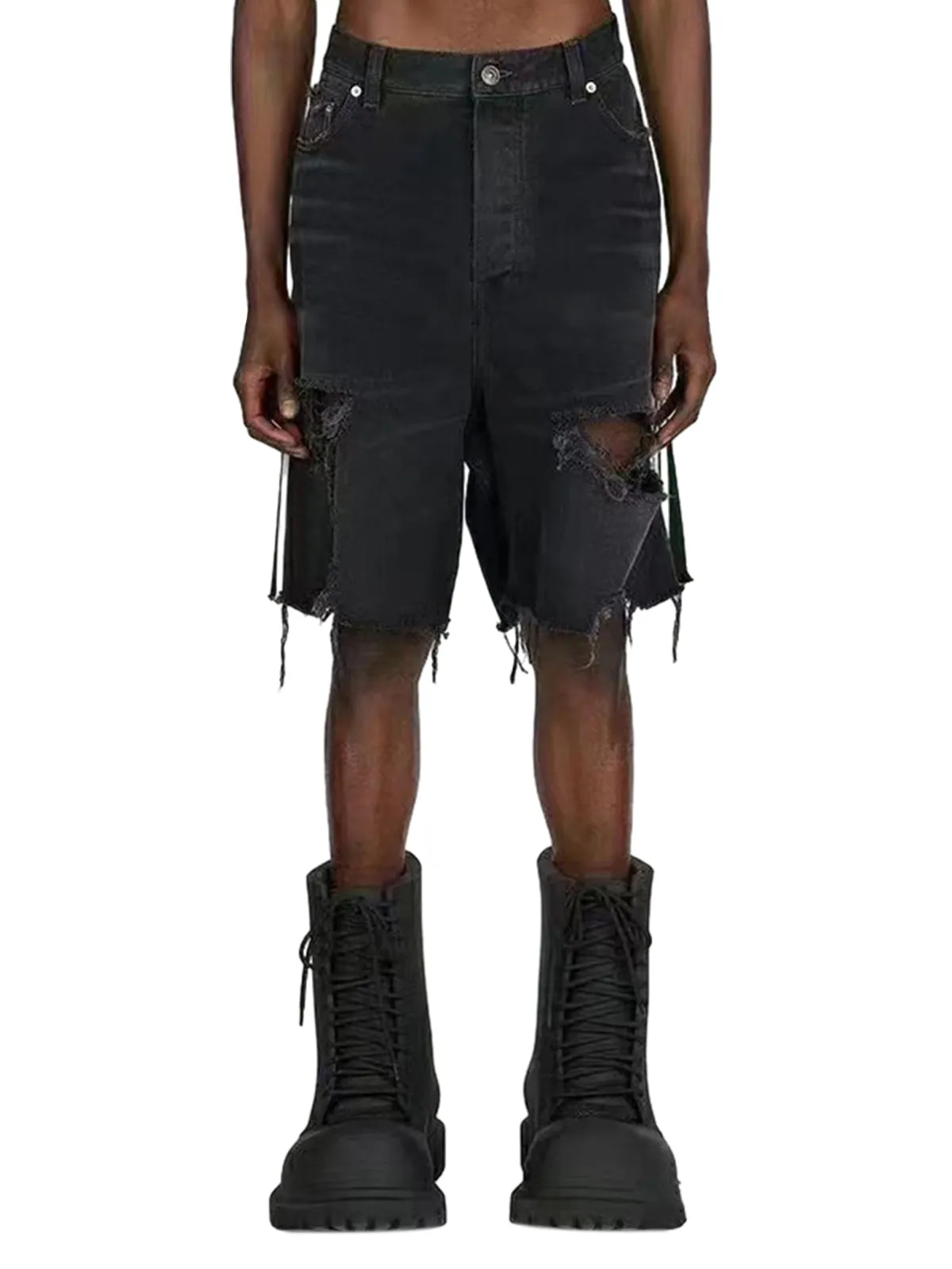 Retro Whisker Raw Edge Denim Shorts sold by Thesupermade product image thumbnail 2