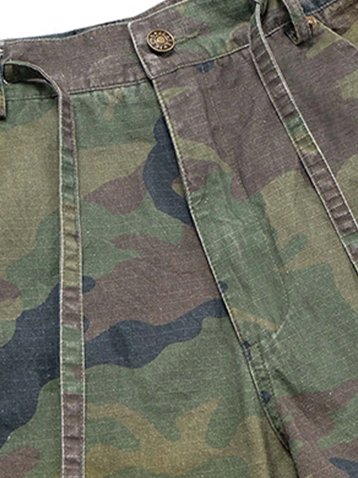 Washed Destroyed Camouflage Drawstring Cargo Shorts sold by Thesupermade product image thumbnail 2