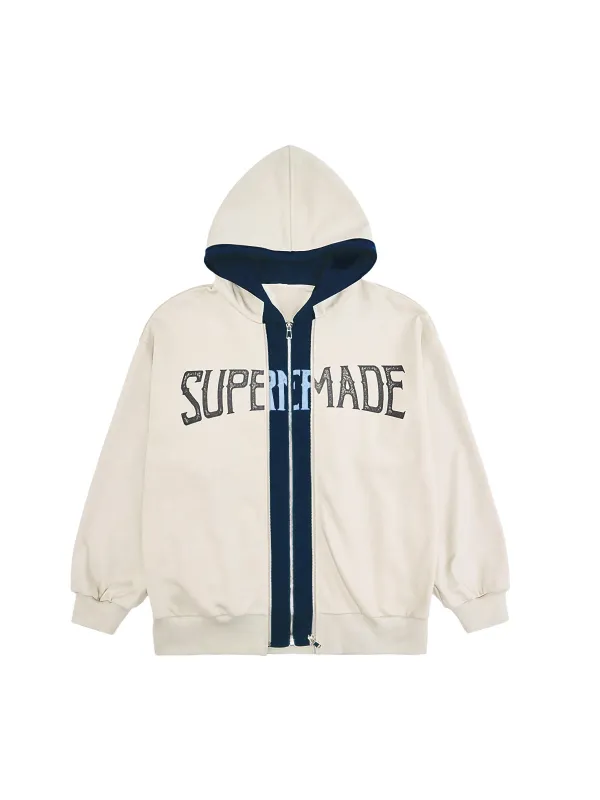 Original Contrast Color Zip Up Hoodie sold by Thesupermade