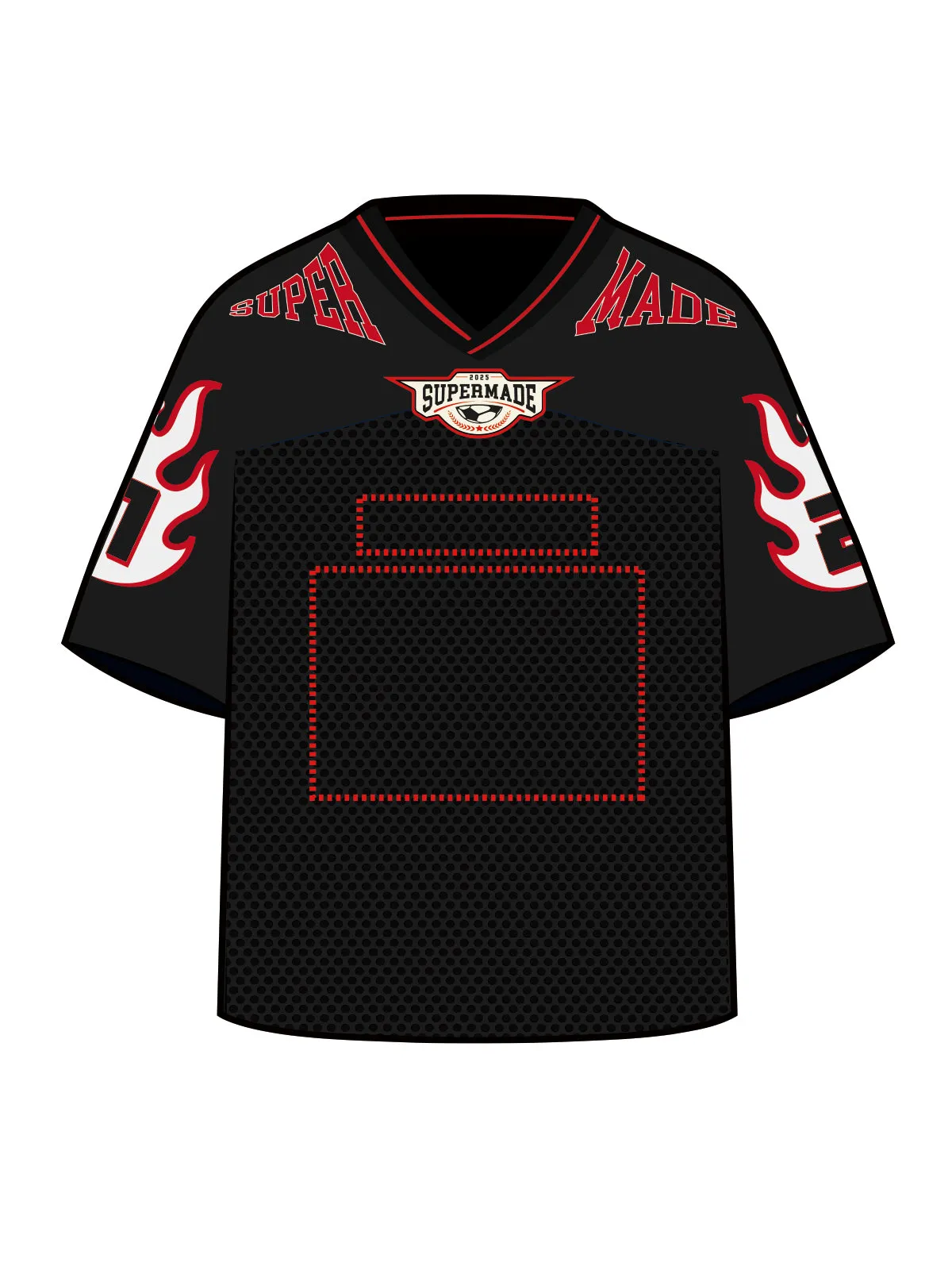 Original Flame Print Football Jersey T-Shirt sold by Thesupermade product image thumbnail 3