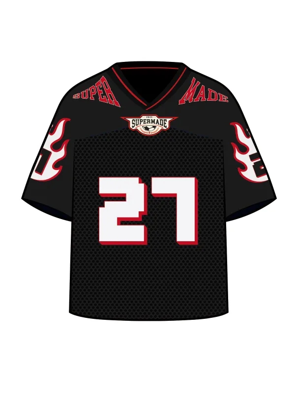 Original Flame Print Football Jersey T-Shirt sold by Thesupermade