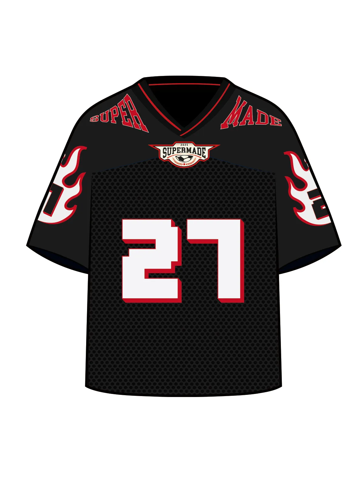 Original Flame Print Football Jersey T-Shirt sold by Thesupermade