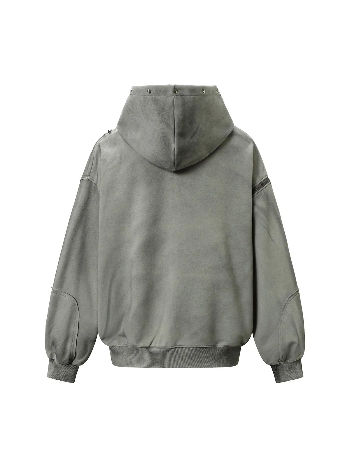 Street Washed Distressed Stitching Rivet Hooded Jacket sold by Thesupermade product image thumbnail 3