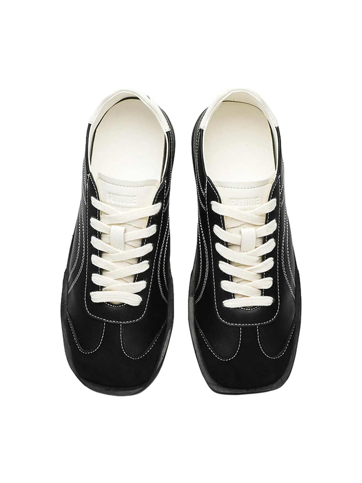 Classic Black Fluid Lines Leather Sneakers sold by Thesupermade product image thumbnail 2