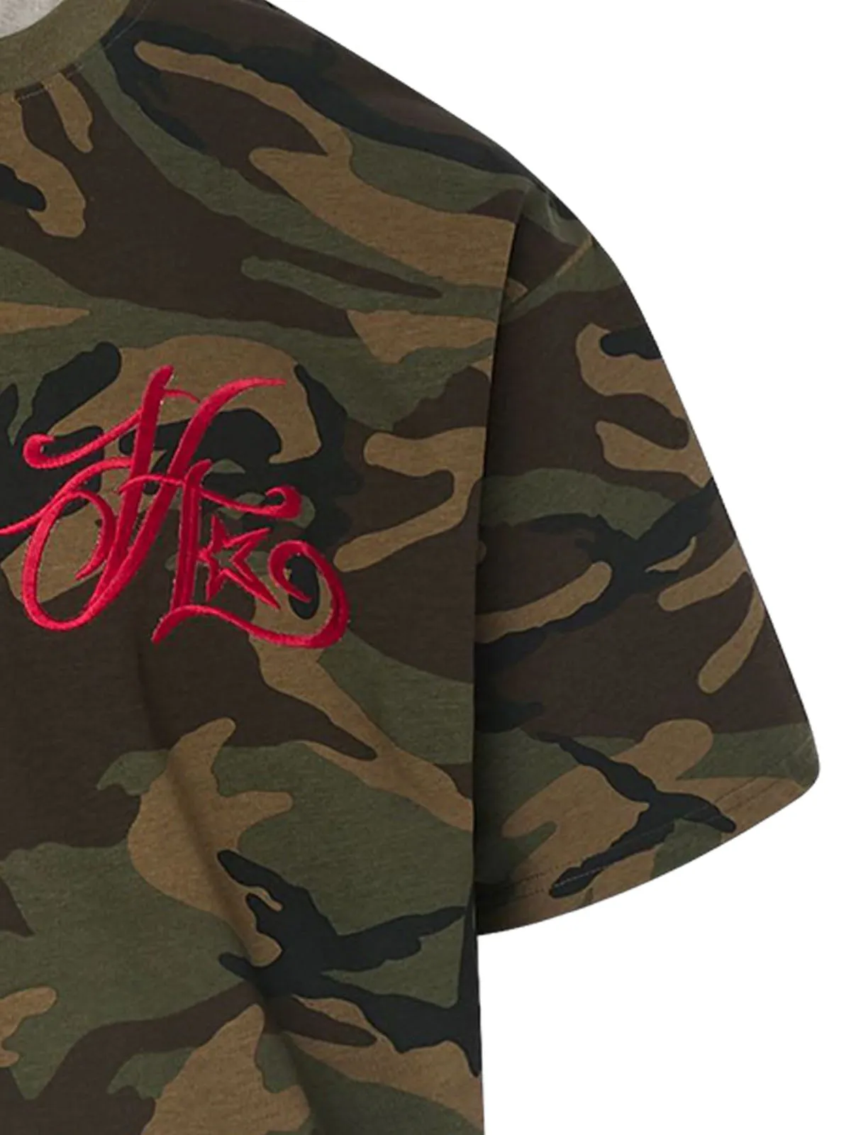 Camouflage Embroidered Letter T-shirt sold by Thesupermade product image thumbnail 5