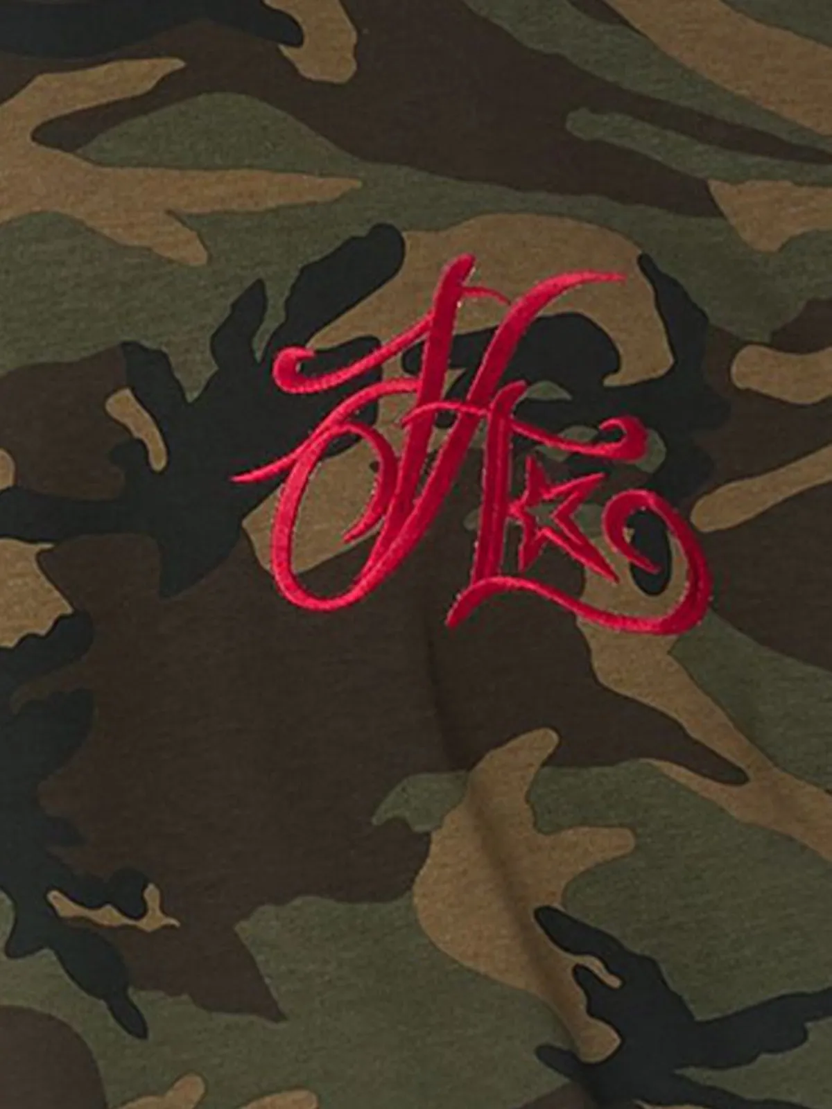 Camouflage Embroidered Letter T-shirt sold by Thesupermade product image thumbnail 3