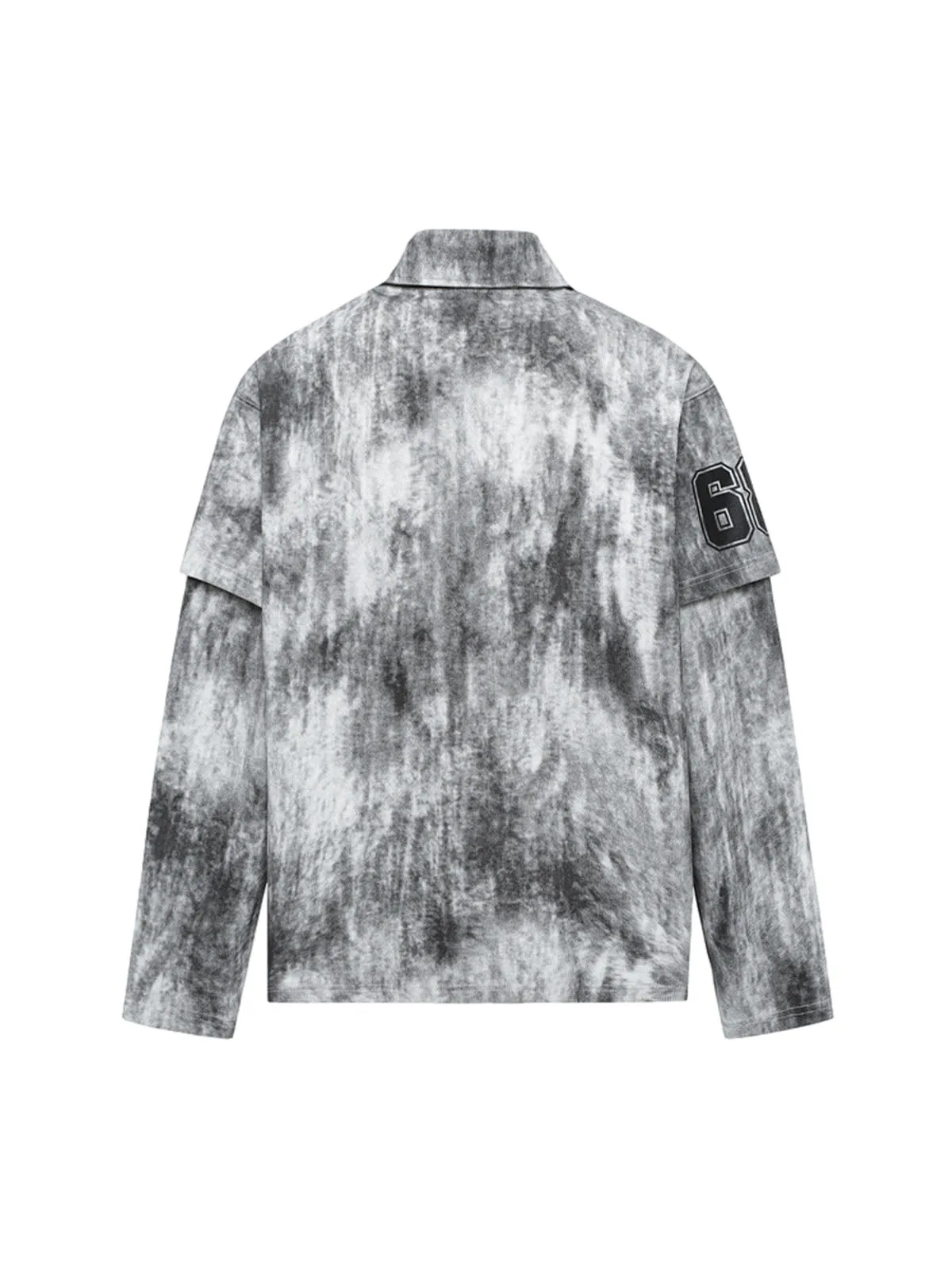 Faux Two-Piece Tie-Dye Print Long-Sleeve Polo Shirt - 2366 sold by Thesupermade product image thumbnail 3