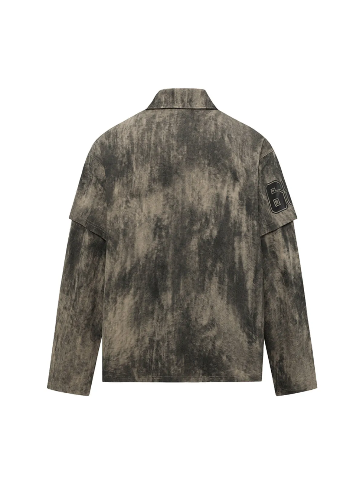 Faux Two-Piece Tie-Dye Print Long-Sleeve Polo Shirt - 2366 sold by Thesupermade product image thumbnail 4