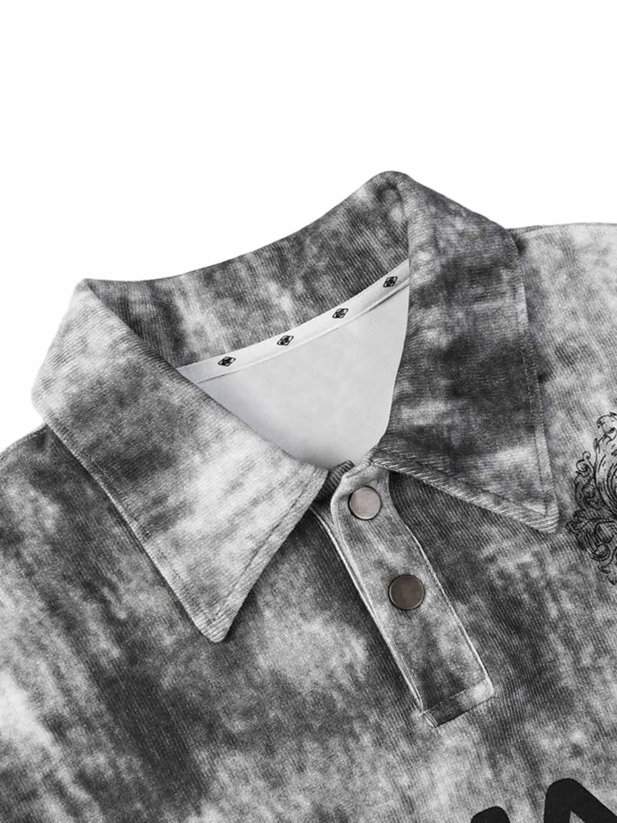 Faux Two-Piece Tie-Dye Print Long-Sleeve Polo Shirt - 2366 sold by Thesupermade product image thumbnail 5