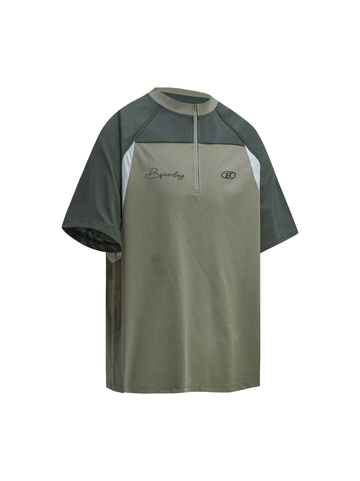 Quick-Dry Contrast Color Quarter Zip Up T-shirt sold by Thesupermade product image thumbnail 3